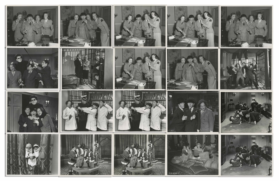 Lot of Twenty 10 x 8 Glossy Photos From Various Three Stooges Films: 11 Photos From Hot Stuff, 5 From For Crimin' Out Loud, 4 Unidentified -- Very Good Condition